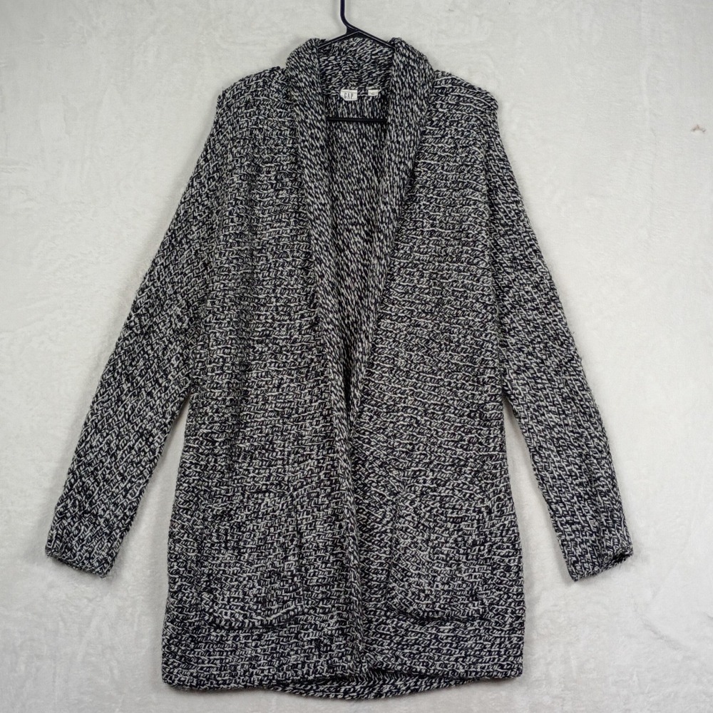 Gap Cardigan Sweater Womens S Black White Marled Knit Wool Alpaca Blend Gorpcore